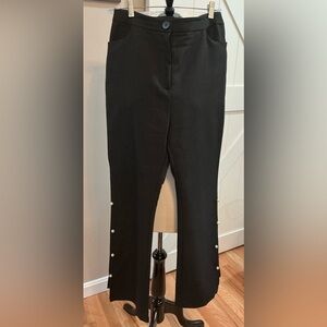 Elegant Black Women's Pants with Pearl Accents
